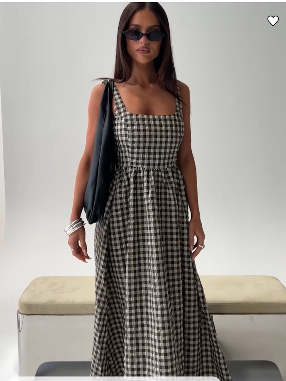 Princess Polly Black and Cream Gingham Maxi Dress - Picture 2 of 7